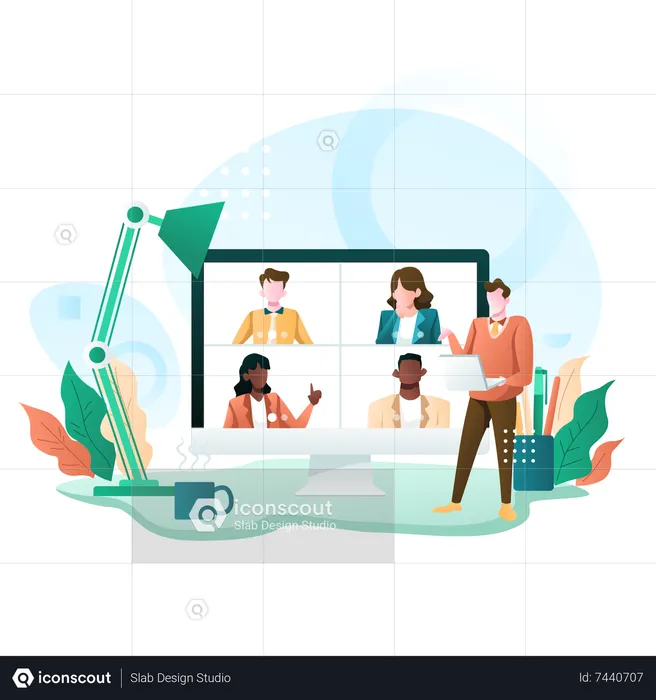 Employees Working From Home  Illustration