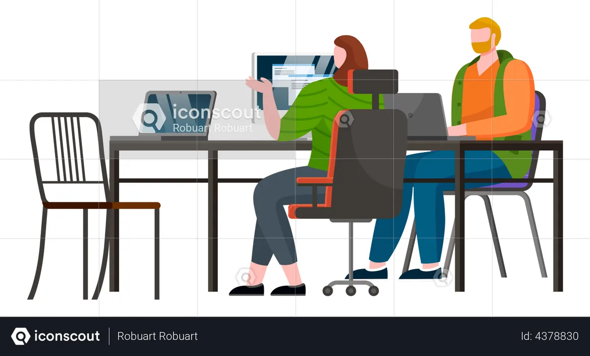 Employees working in co working space  Illustration