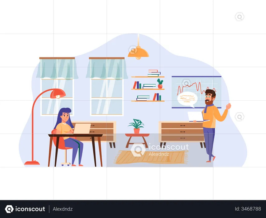 Employees working in office  Illustration