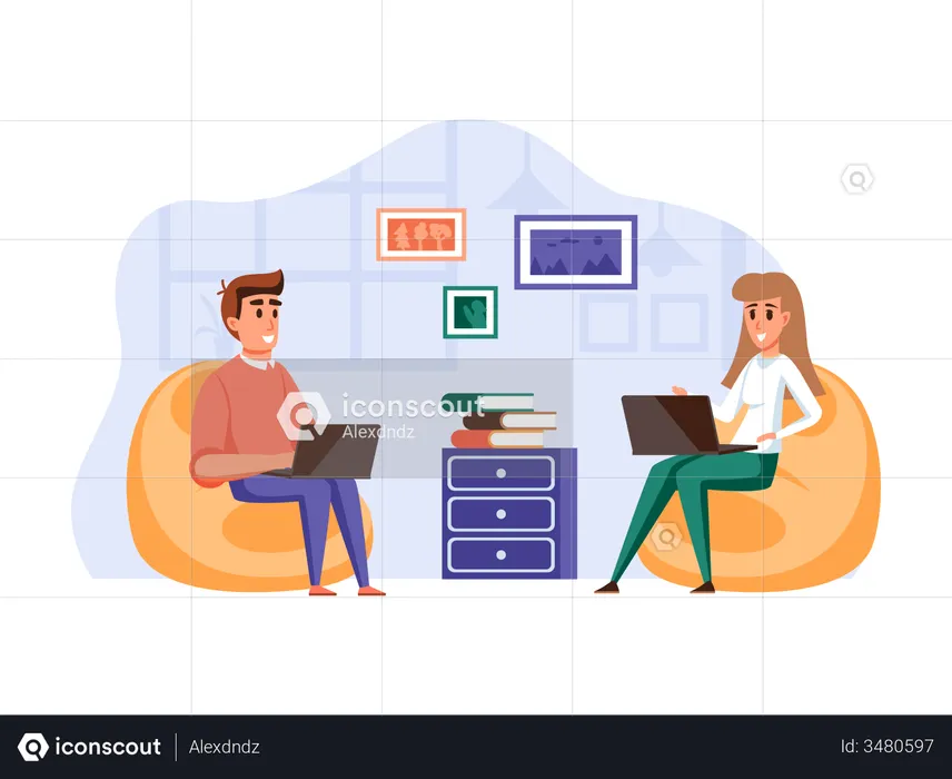 Employees working in office  Illustration