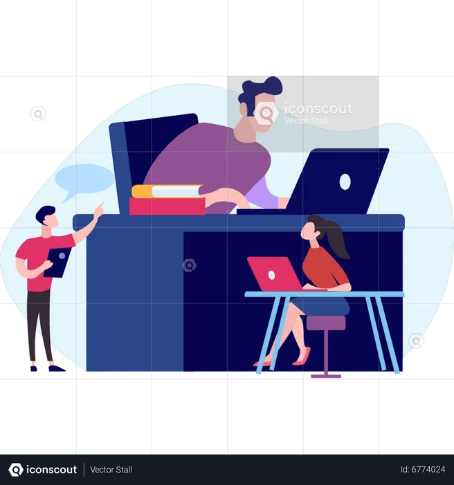 Employees working in office  Illustration