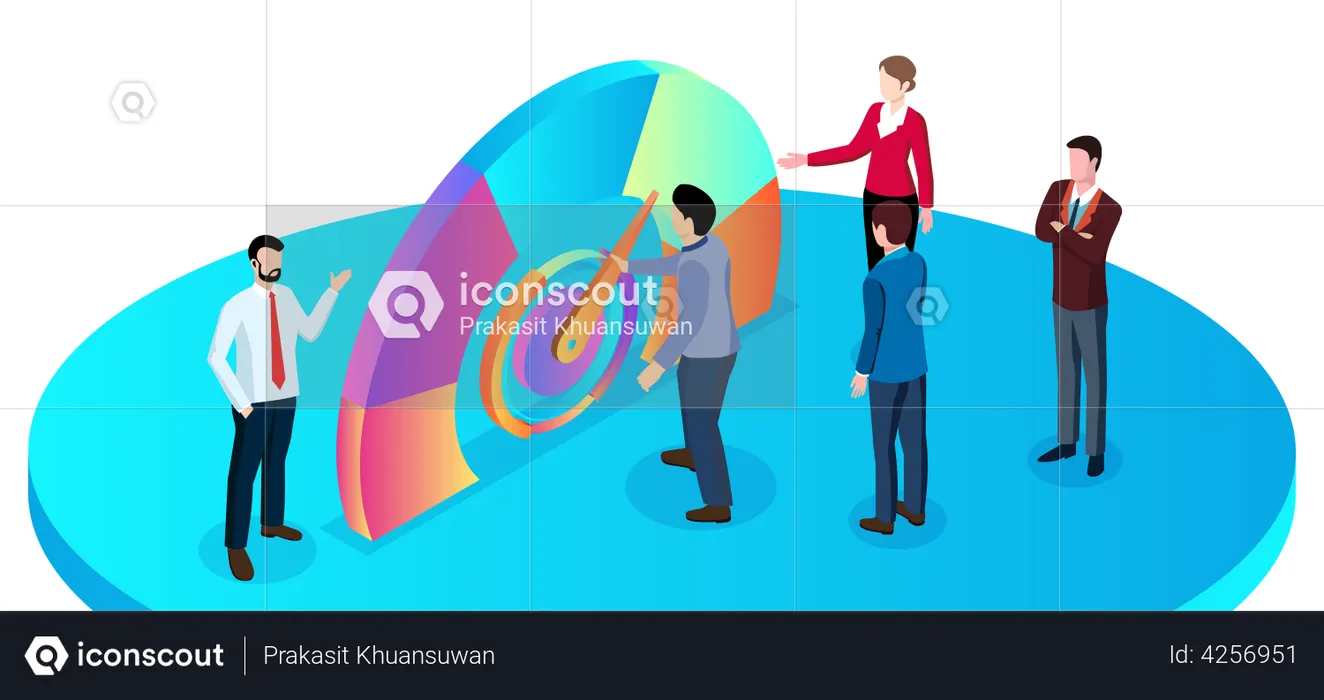 Best Employees working on Business Growth Illustration download in PNG ...