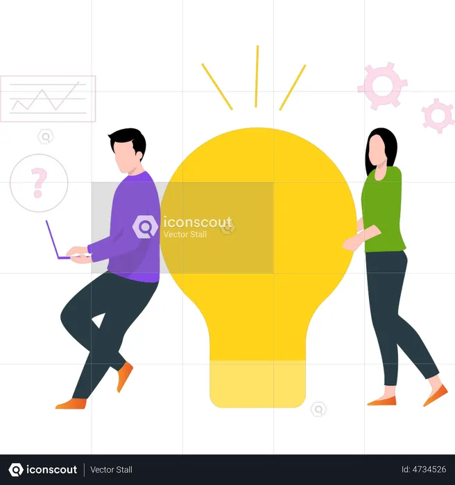Employees working on business idea  Illustration