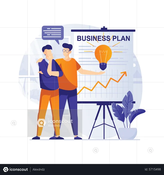 Employees working on business plan  Illustration
