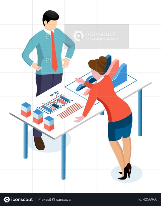 Employees working on business Presentation  Illustration