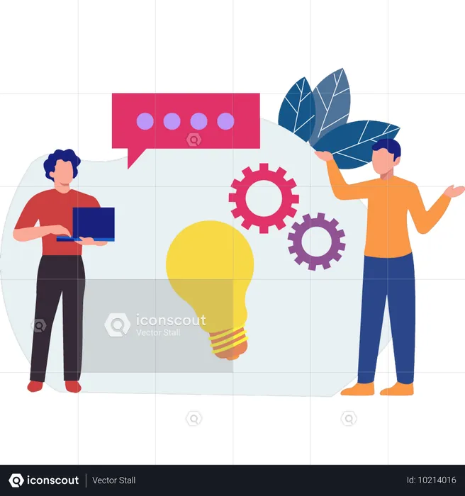 Employees working on innovative ideas  Illustration