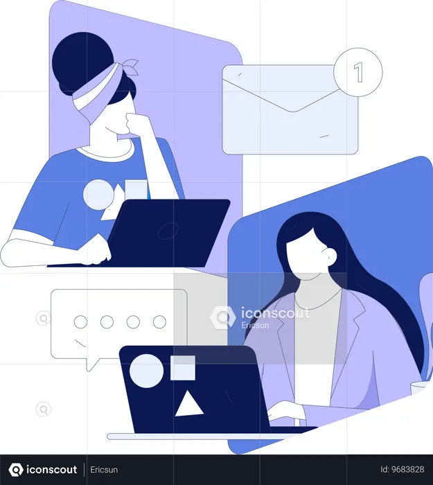 Employees working on marketing mails  Illustration