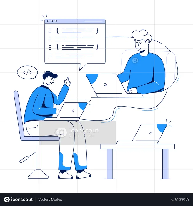 Employees working on online  Illustration