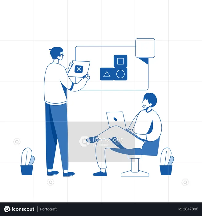 Employees working on project  Illustration