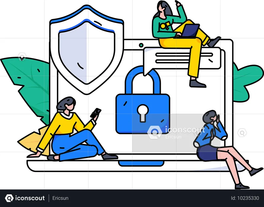 Employees working on security channels  Illustration