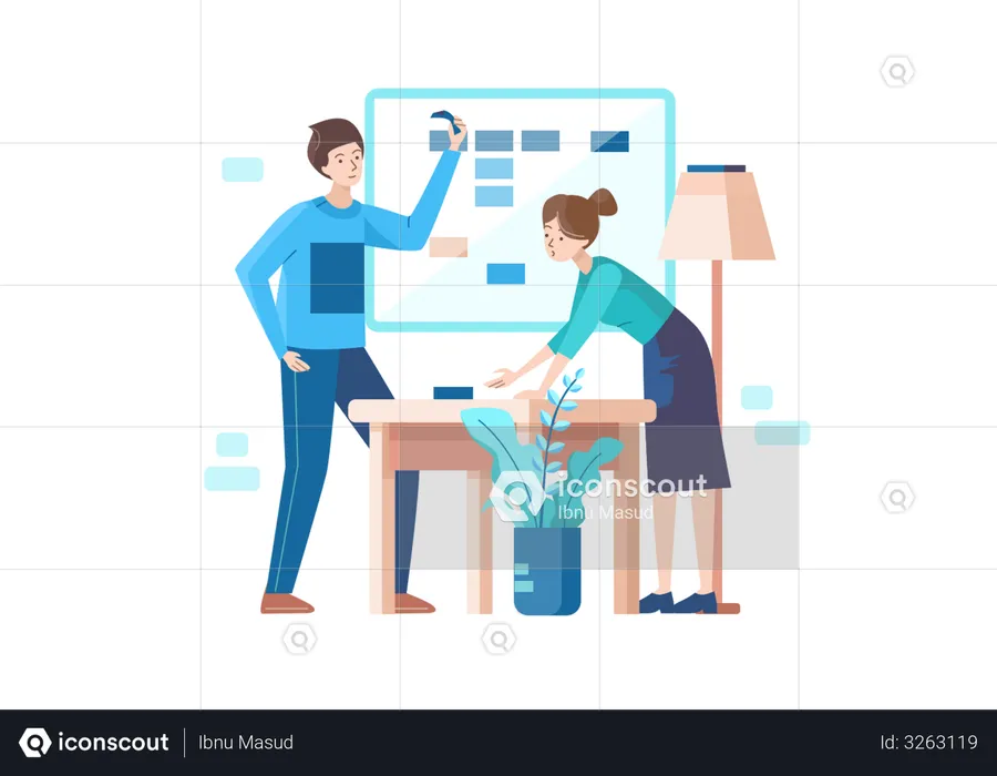 Employees working on time schedule  Illustration