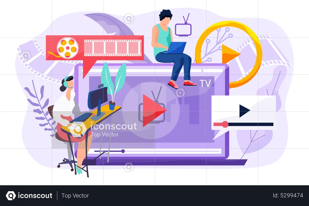 Employees working on Video marketing  Illustration