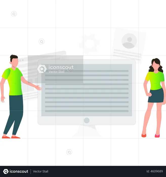 Employees working on website  Illustration