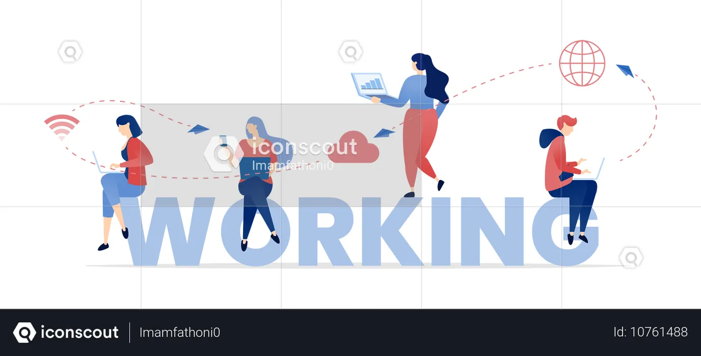 Employees working remotely  Illustration