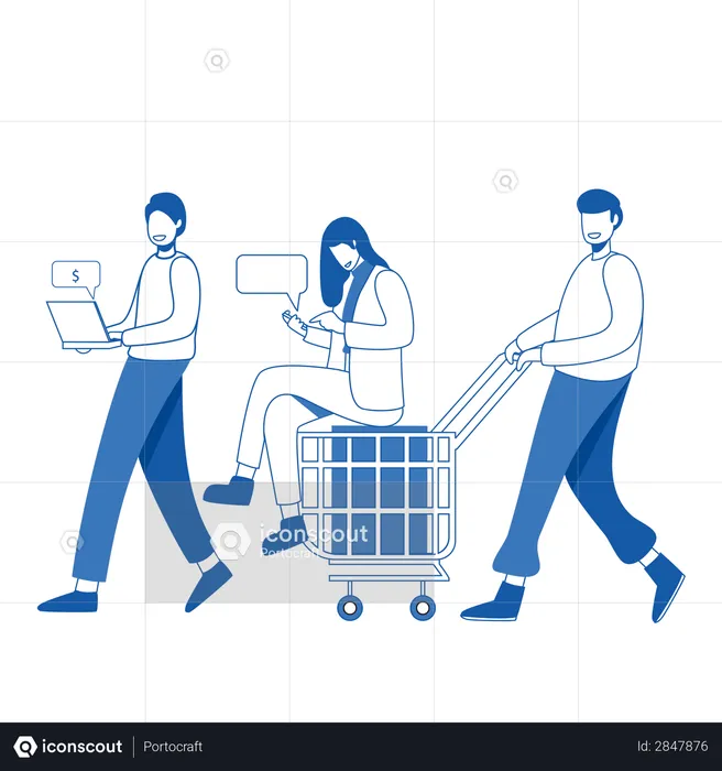 Employees working together  Illustration