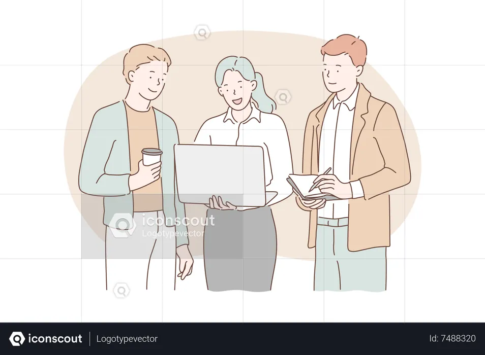 Employees working together  Illustration