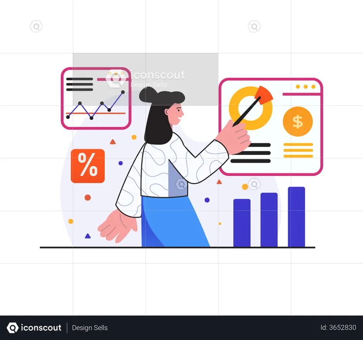 Employer giving presentation on market analysis  Illustration