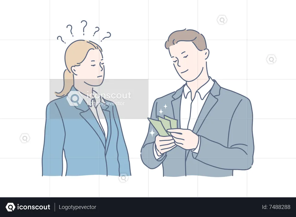 Employer giving salary  Illustration
