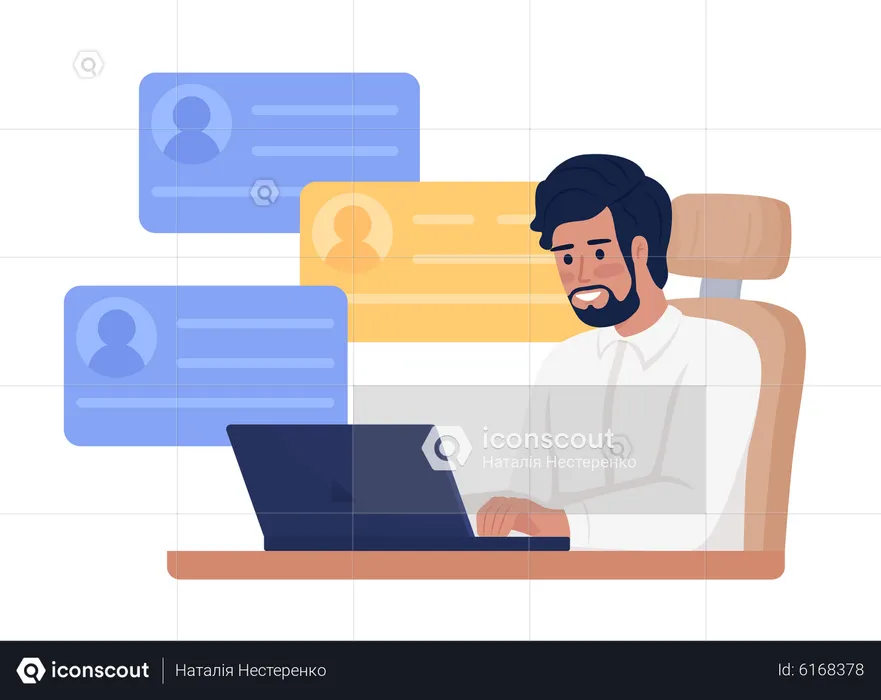 Employer searching for employee on job posting site  Illustration