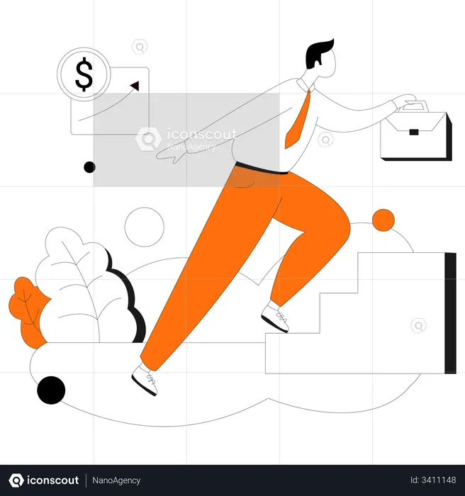 Employer working for business growth  Illustration
