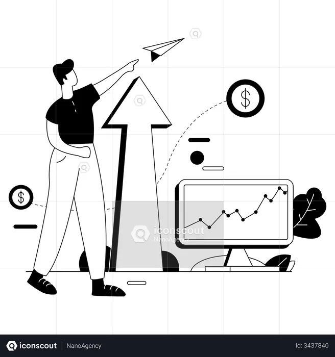 Employer working for business growth  Illustration