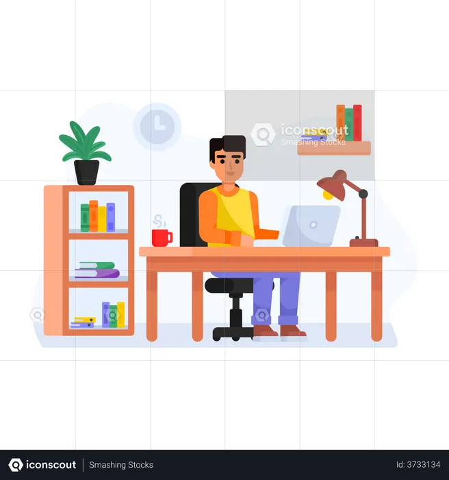 Employer working remotely  Illustration