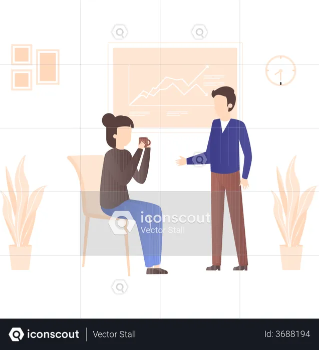 Employers discussing market data  Illustration