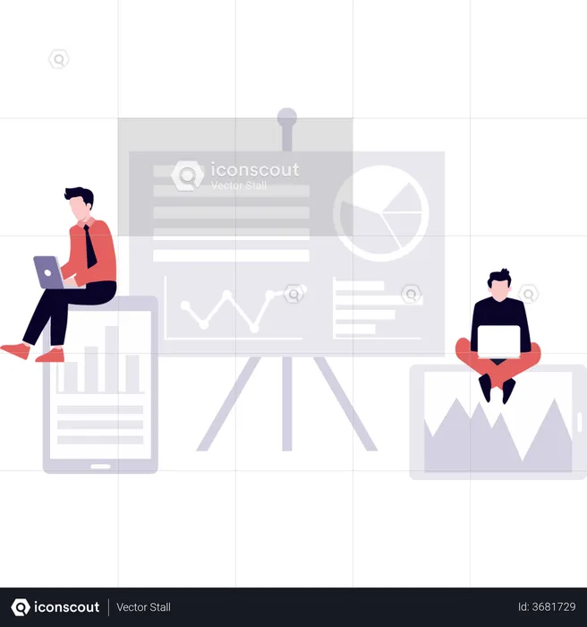 Employers working on business presentation  Illustration