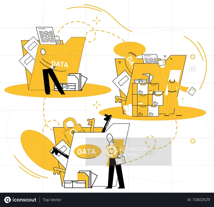 Employés avec données Génération d'informations  Illustration
