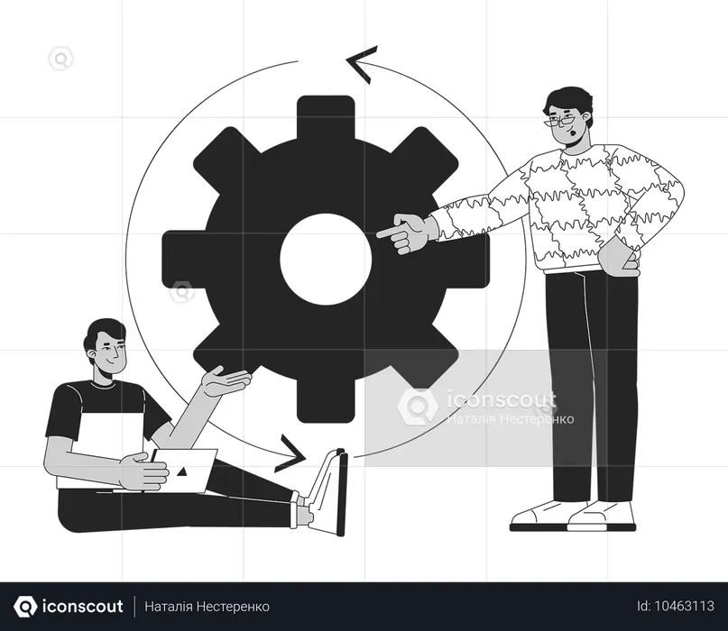 Employés travaillant sur la stratégie de marketing numérique  Illustration