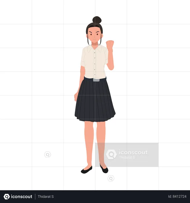 Empowering Thai University Student in Uniform  Illustration