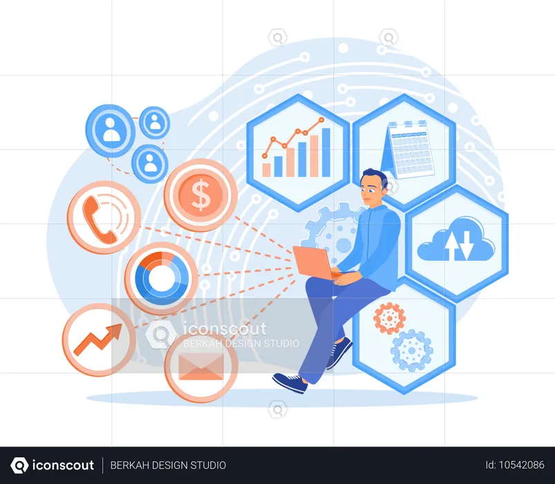 Empreendedores aumentam o marketing em direção a metas de negócios  Ilustração