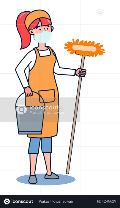 Empregada doméstica feminina  Ilustração