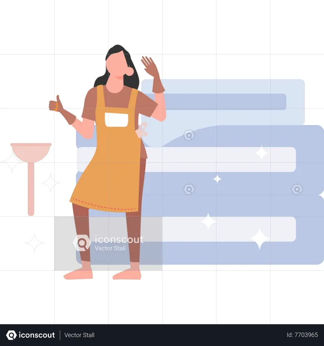 Empregada feminina concluiu seu trabalho  Ilustração