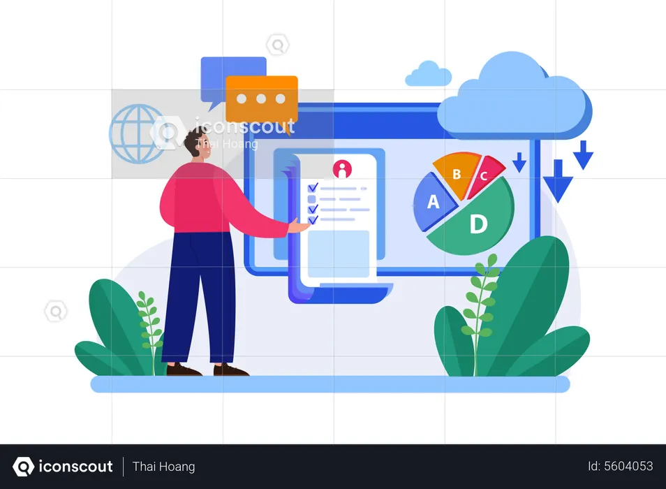 Funcionários da empresa concluíram Resumo de dados estatísticos  Ilustração