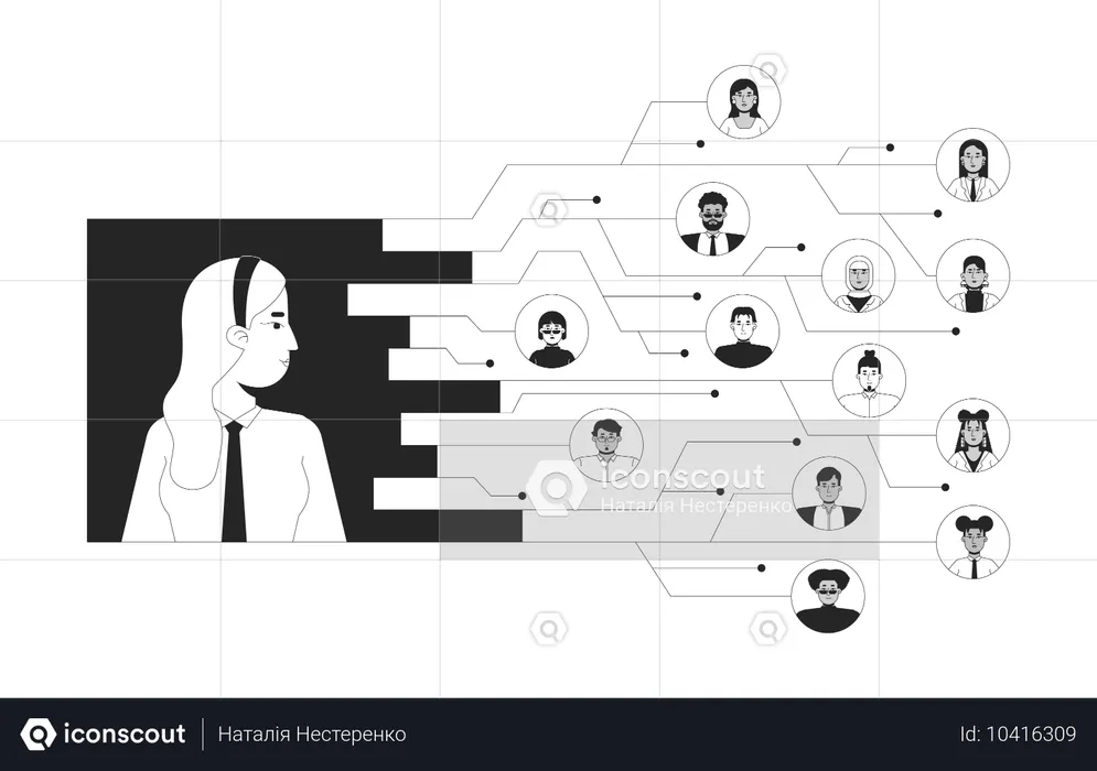 Rede de funcionários da empresa  Ilustração