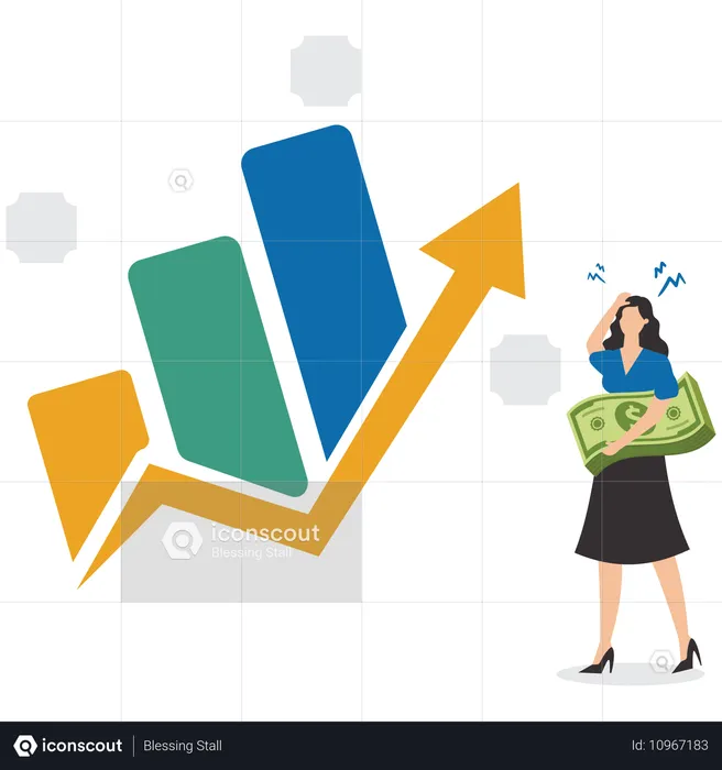 Empresária analisando gráfico de crescimento  Ilustração