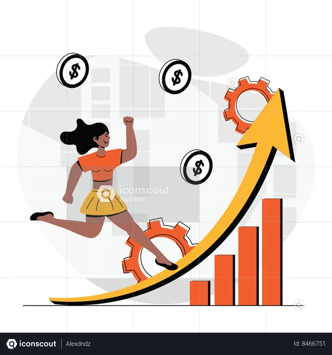 Empresária analisando o gráfico de sucesso  Ilustração