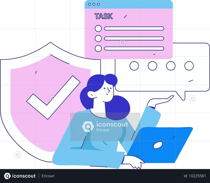 La empresaria asegura la seguridad de su tarea  Ilustración