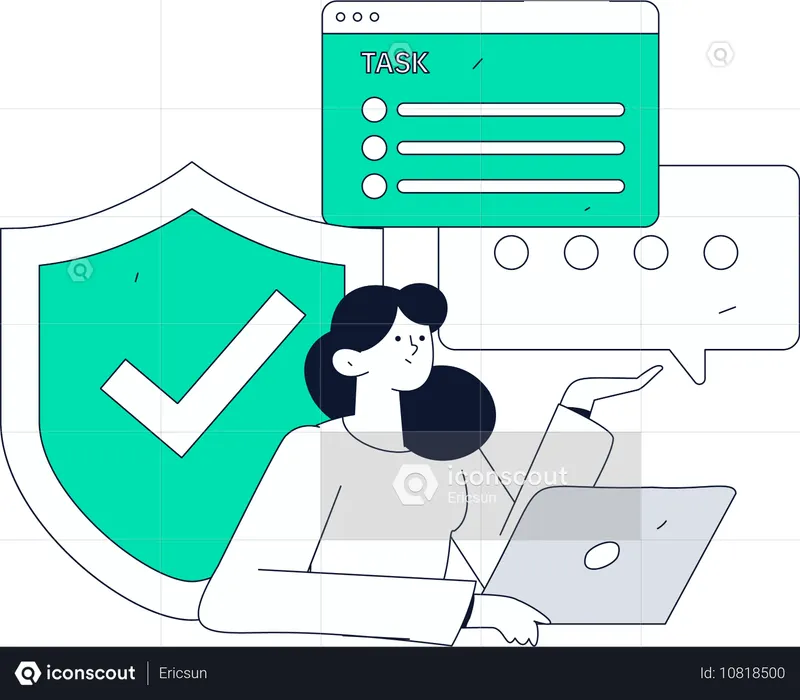 La empresaria asegura la seguridad de su tarea  Ilustración