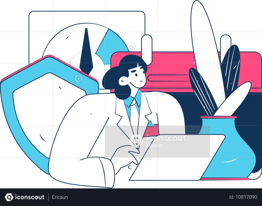 La empresaria asegura la seguridad de su tarea  Ilustración