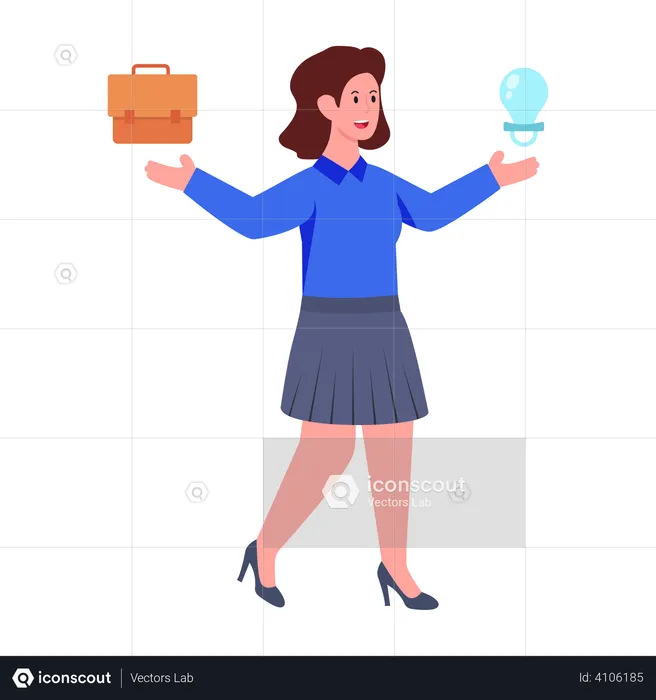 Mujer de negocios con idea de negocio  Ilustración