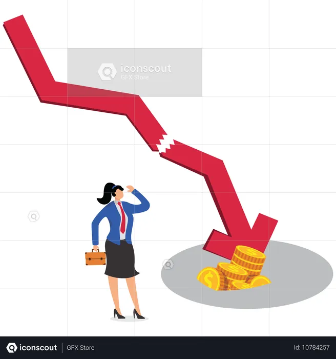 Empresária enfrentando crise financeira  Ilustração