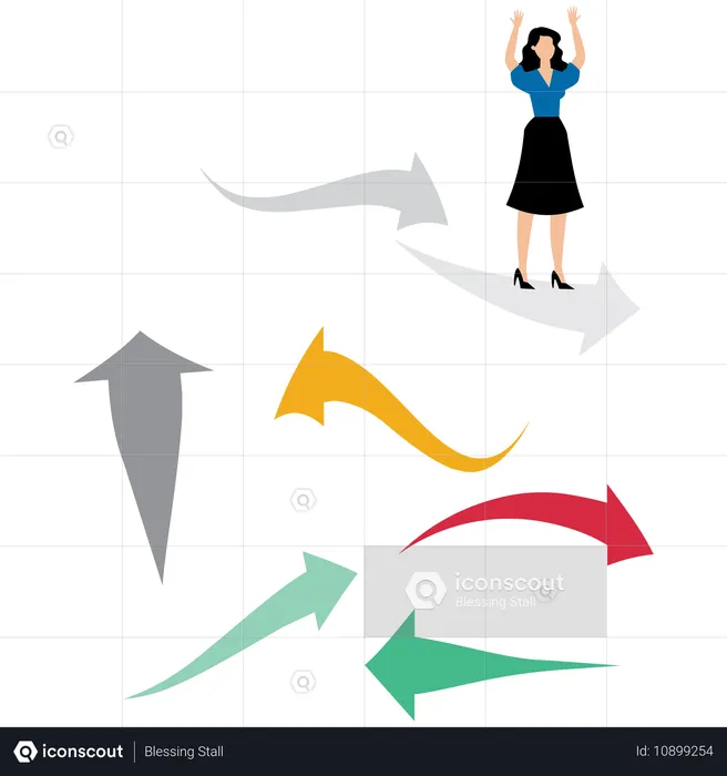 Empresária equilibrando decisão de carreira  Ilustração