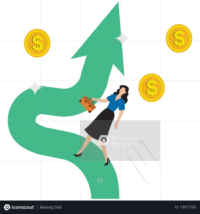 Gráfico de crecimiento de escalada de empresaria  Ilustración