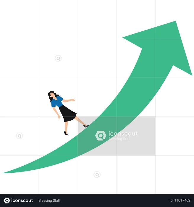 Gráfico de crescimento de escalada de empresária  Ilustração