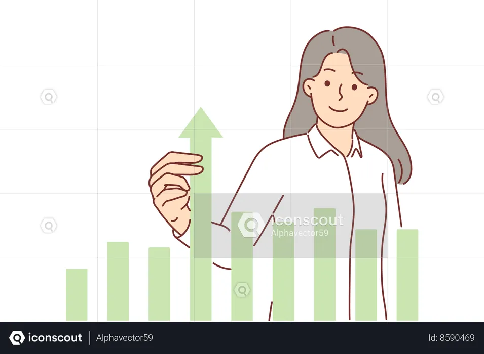 A empresária está estabelecendo metas de negócios  Ilustração