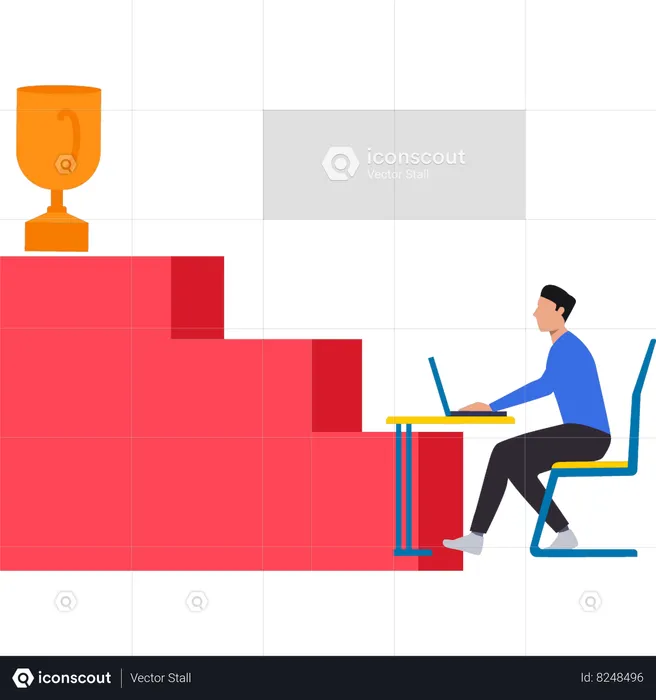 A empresária está trabalhando em dados gráficos para atingir a meta  Ilustração