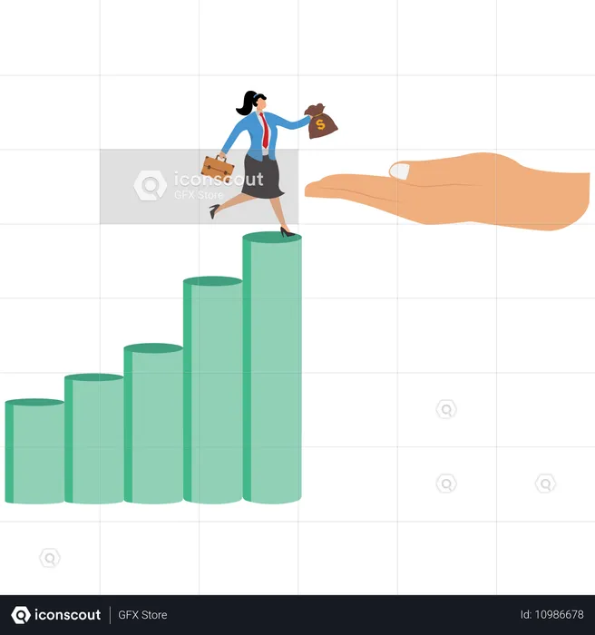 Empresária fazendo doação de dinheiro  Ilustração