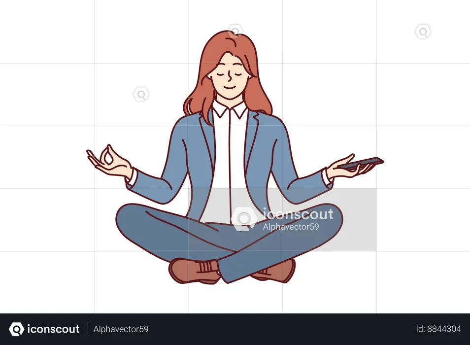 Empresária fazendo meditação  Ilustração